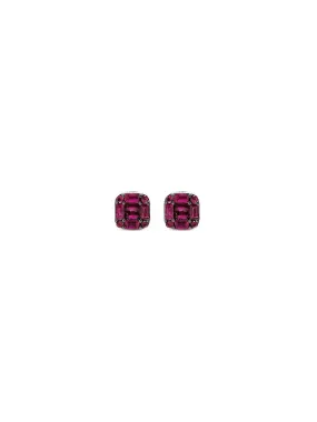 0.71ct Ruby 18K Gold Dainty Baguette Set Stud Earrings