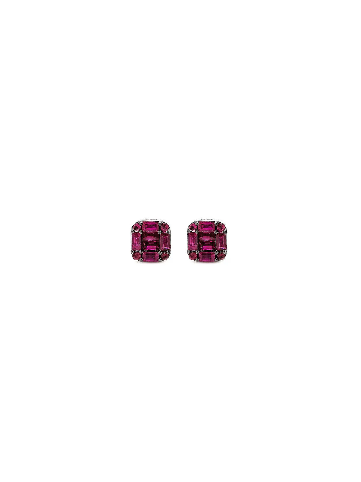 0.71ct Ruby 18K Gold Dainty Baguette Set Stud Earrings