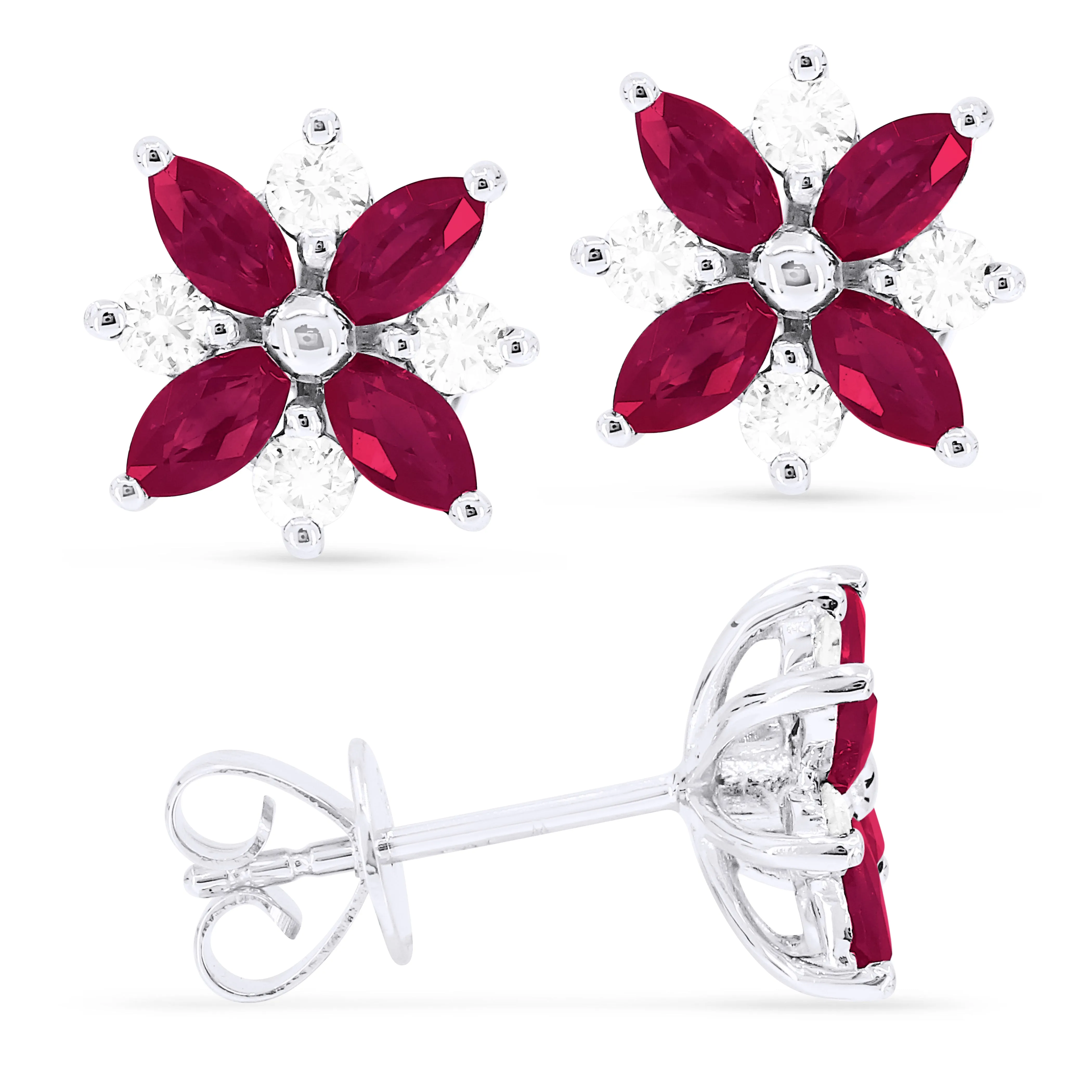 0.84Ct Ruby Stud Earrings In 14K White Gold