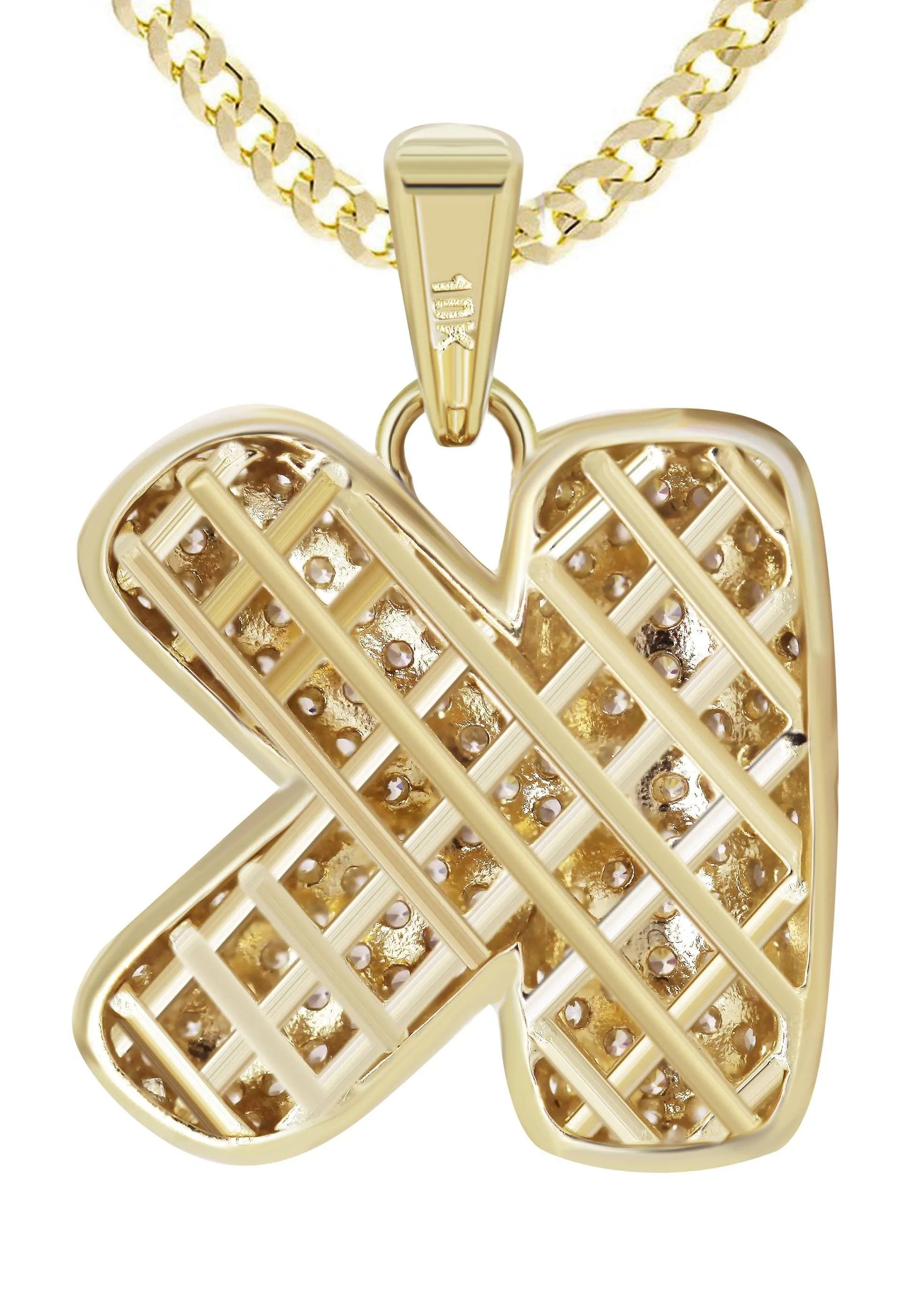 10K Yellow Gold Bubble Letter "K" CZ Necklace | Appx. 14.7 Grams