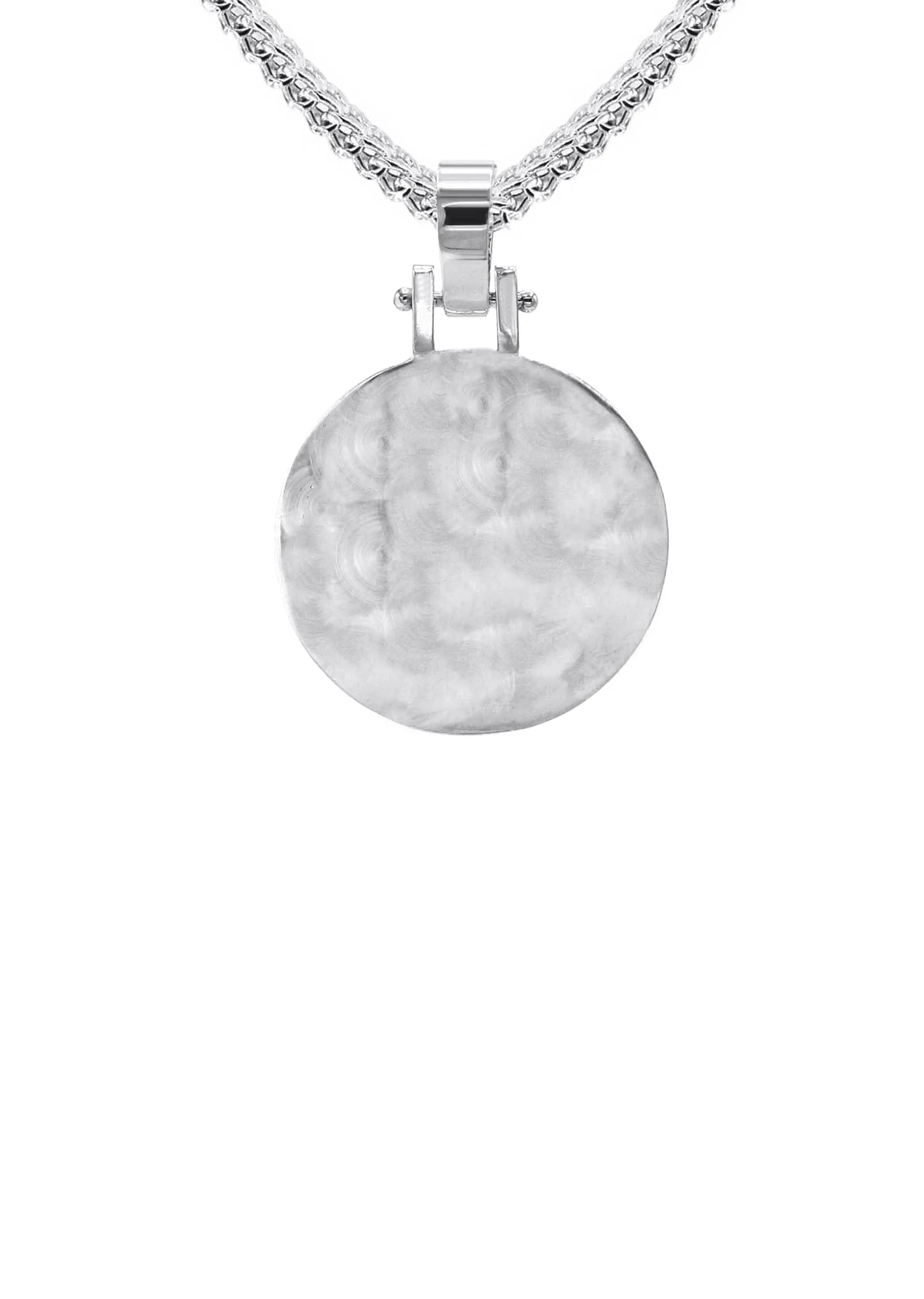 10K/14K White Gold Small Round Picture Pendant Necklace