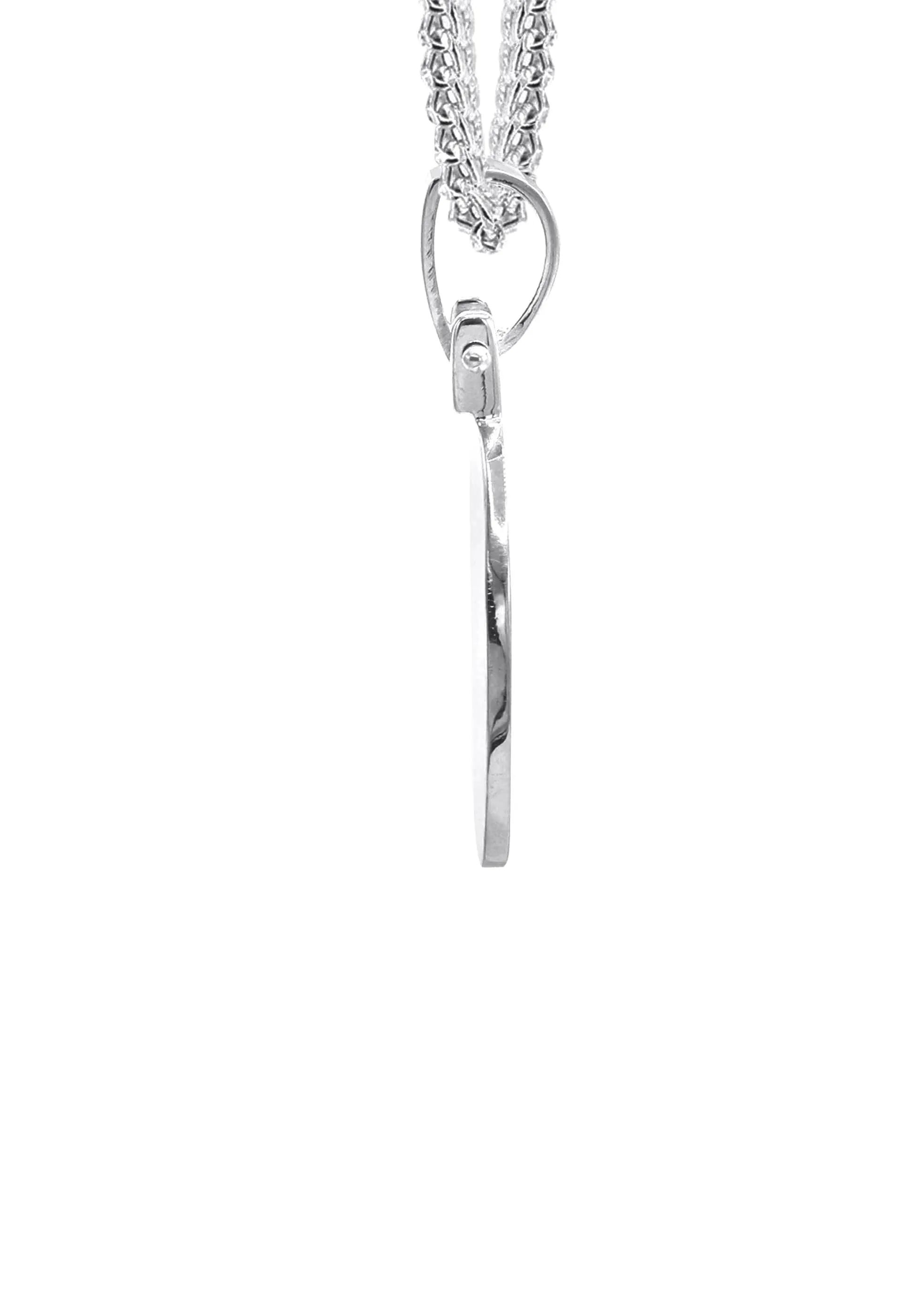 10K/14K White Gold Small Round Picture Pendant Necklace