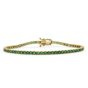 14k Gold & Green Emerald Tennis Bracelet -4.00ct
