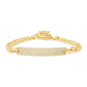 14K Gold Cuban with Diamond Bar Bracelet