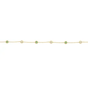 14K GOLD DIAMOND AND EMERALD BY THE YARD BRACELET