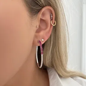 14K GOLD DIAMOND RUBY STELLA OVAL HOOPS