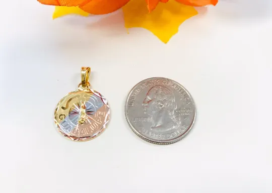 14k Gold Filled Virgen de Guadalupe Necklace 18” 21x18mm Mariner Link Chain / Cadena y Dije Redondo de la Virgencita de Guadalupe en Oro Laminado