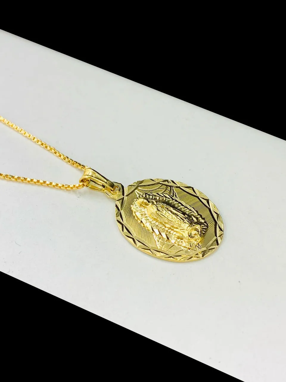 14K Gold Filled Virgen de Guadalupe Necklace Pendant 26x18mm/Our Lady of Guadalupe Necklace 20"/Womens Jewelry/Mens Necklace/Dije Guadalupe