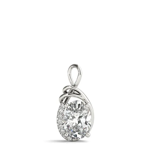 14K Oval Diamond Necklace / Pendant