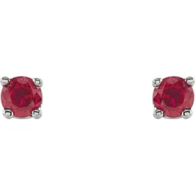 14K White 2.5 mm Lab-Grown Ruby Stud Earrings