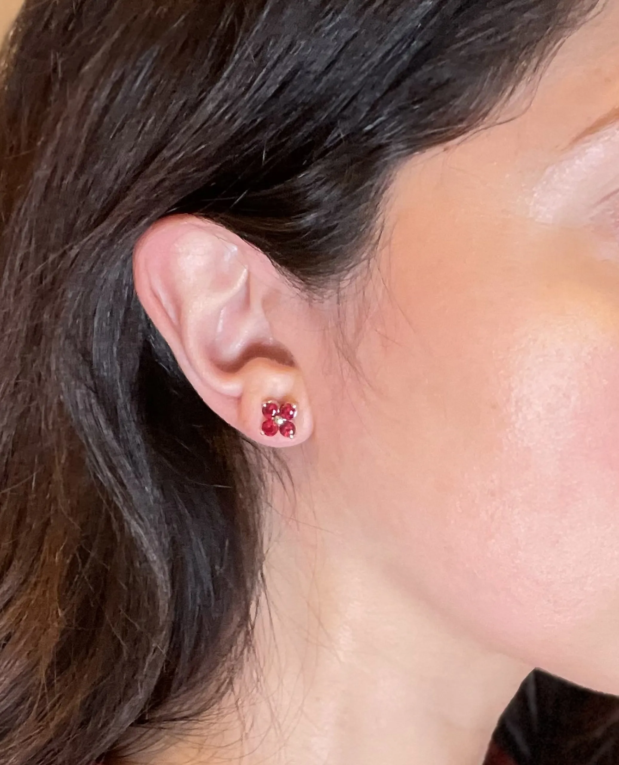 14K White Gold Earrings with Rubies