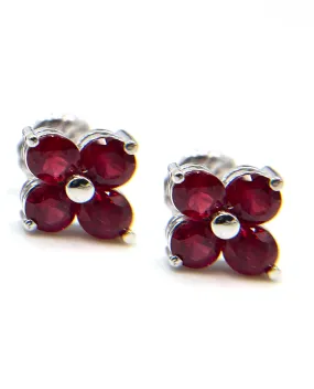 14K White Gold Earrings with Rubies