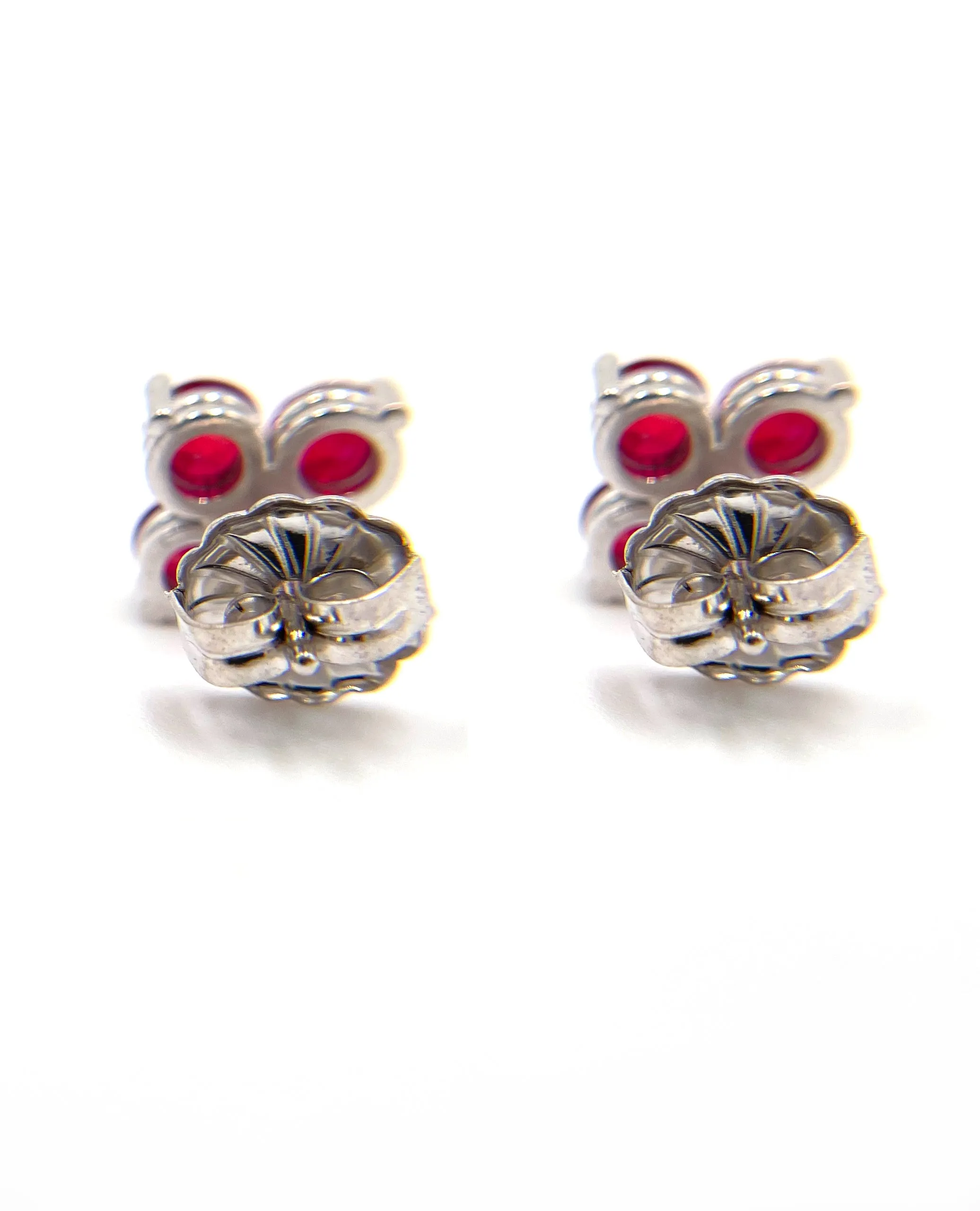 14K White Gold Earrings with Rubies