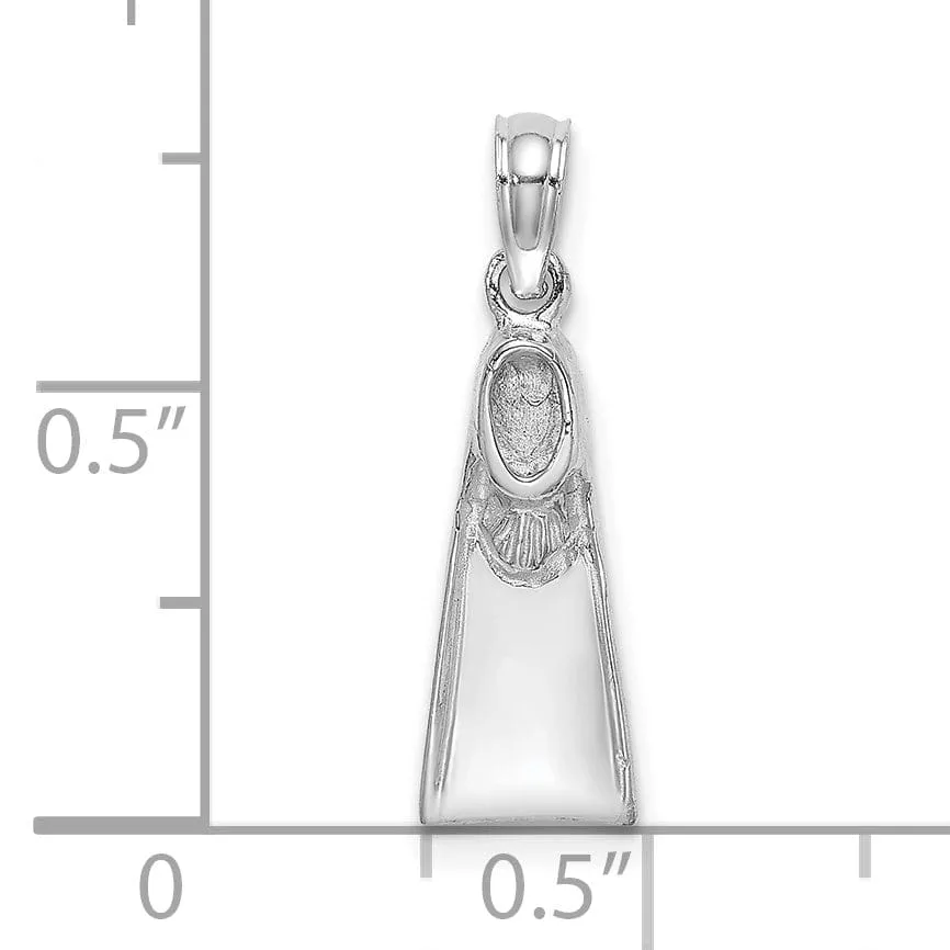 14K White Gold Polish Finish Scuba Flipper Charm Pendant
