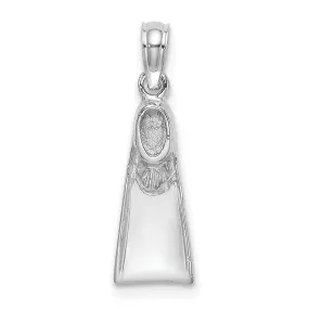 14K White Gold Polish Finish Scuba Flipper Charm Pendant