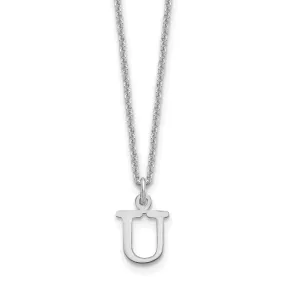 14k White Gold Tiny Cut Out Block Letter V Initial Pendant and Necklace