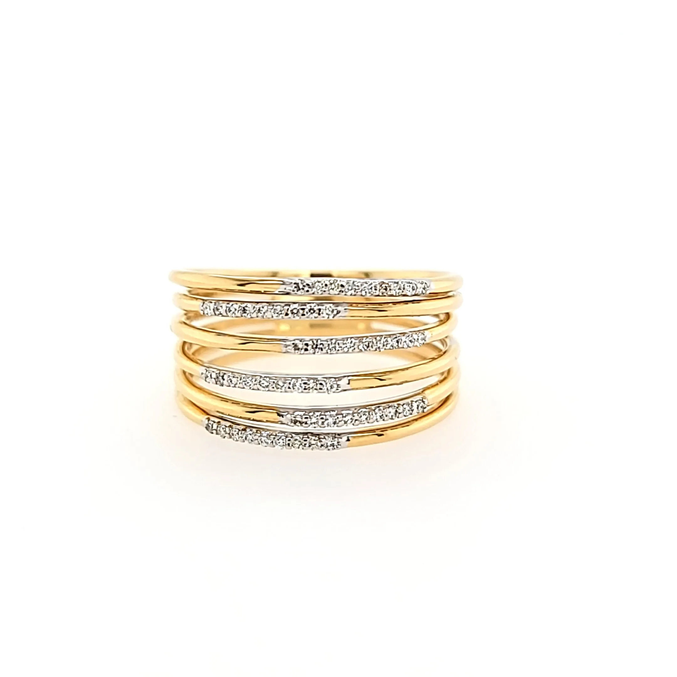 14k Yellow Gold Multi-Band Diamond Ring (I7056)