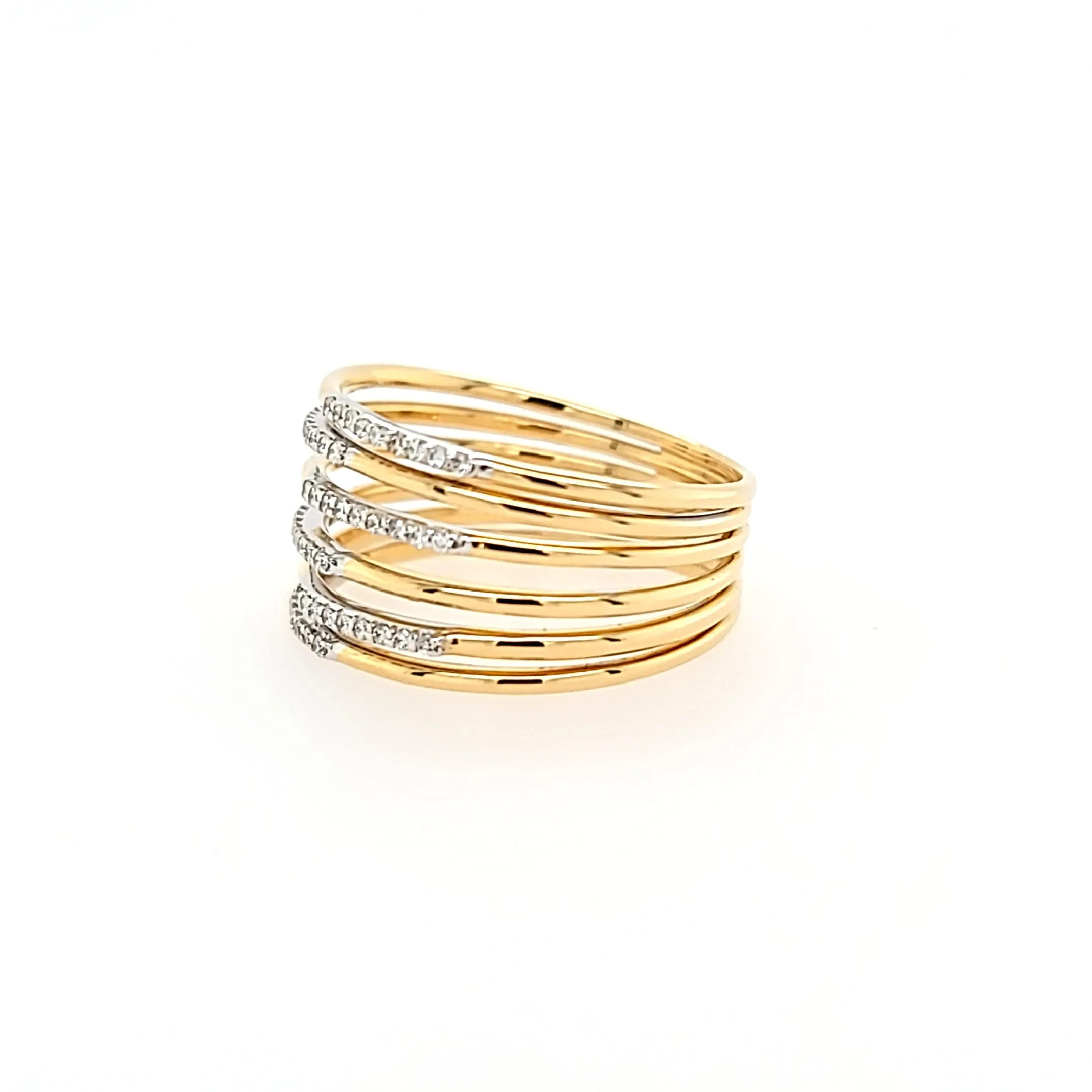 14k Yellow Gold Multi-Band Diamond Ring (I7056)