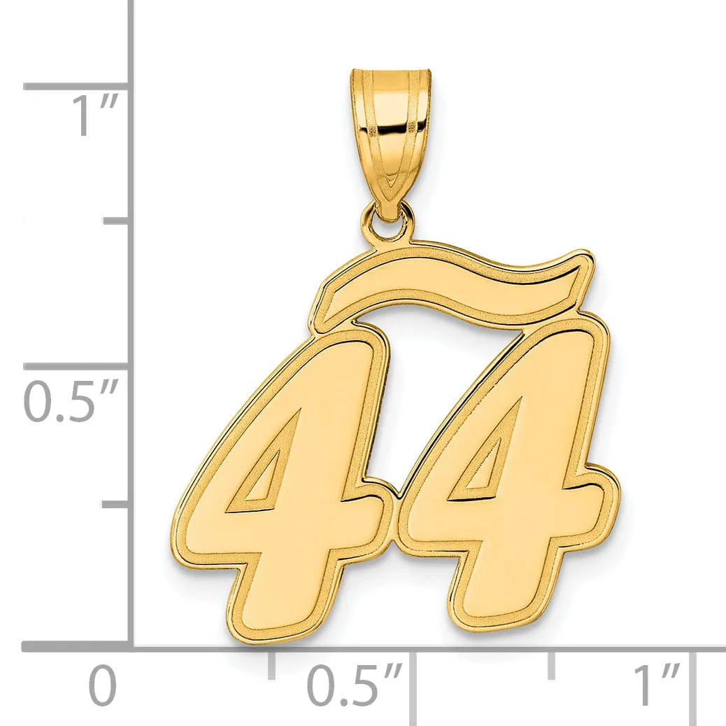 14k Yellow Gold Polished Finish Script Design Number 44 Charm Pendant
