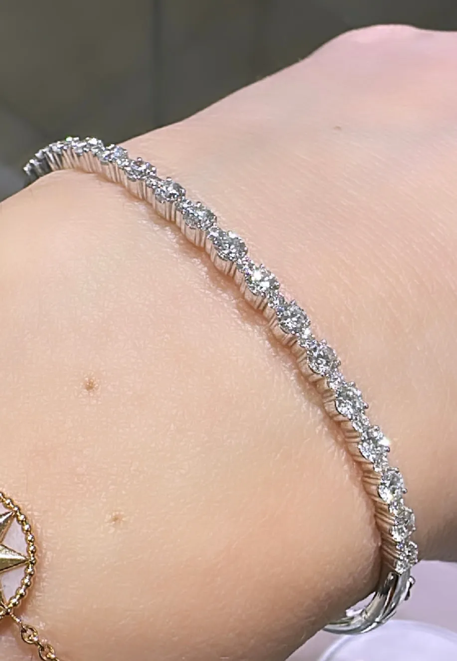 1.65ct tw Diamond White Gold Bangle Bracelet