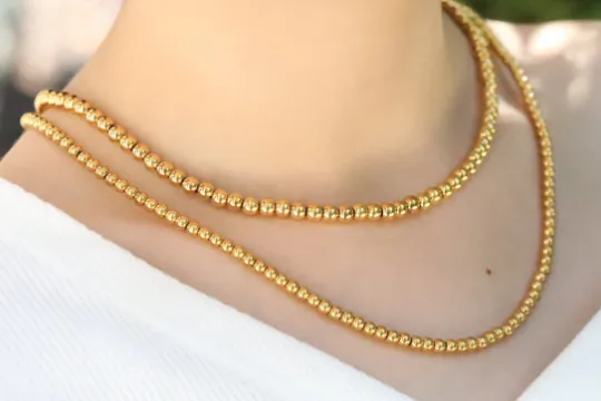 18K Gold-Filled Bead Necklace - Ball Chains - Necklaces for Women