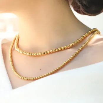 18K Gold-Filled Bead Necklace - Ball Chains - Necklaces for Women