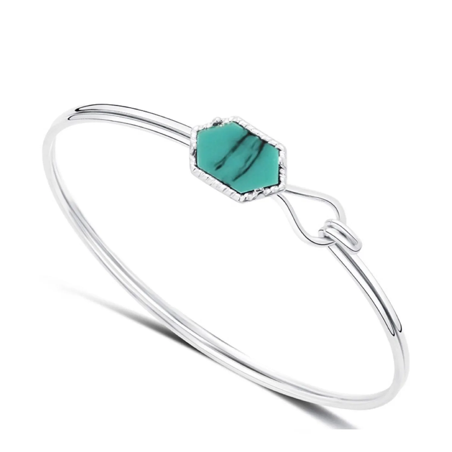 18K Gold Turquoise Geometric Cuff Bangle