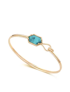 18K Gold Turquoise Geometric Cuff Bangle