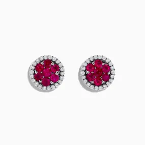 18K White Gold Ruby and Diamond Stud Earrings, 1.76 TCW