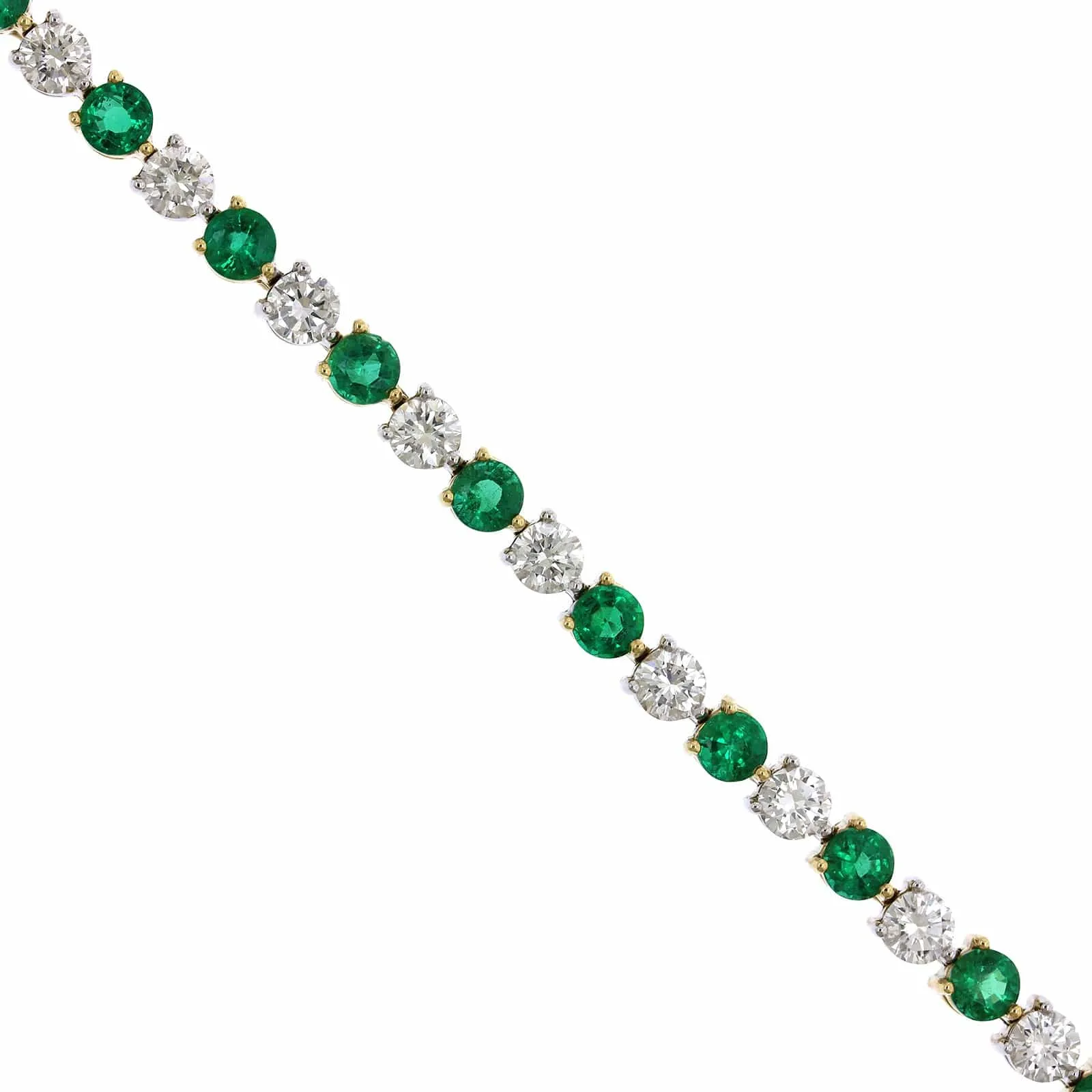 18K Yellow and White Gold Emerald and Diamond Bracelet