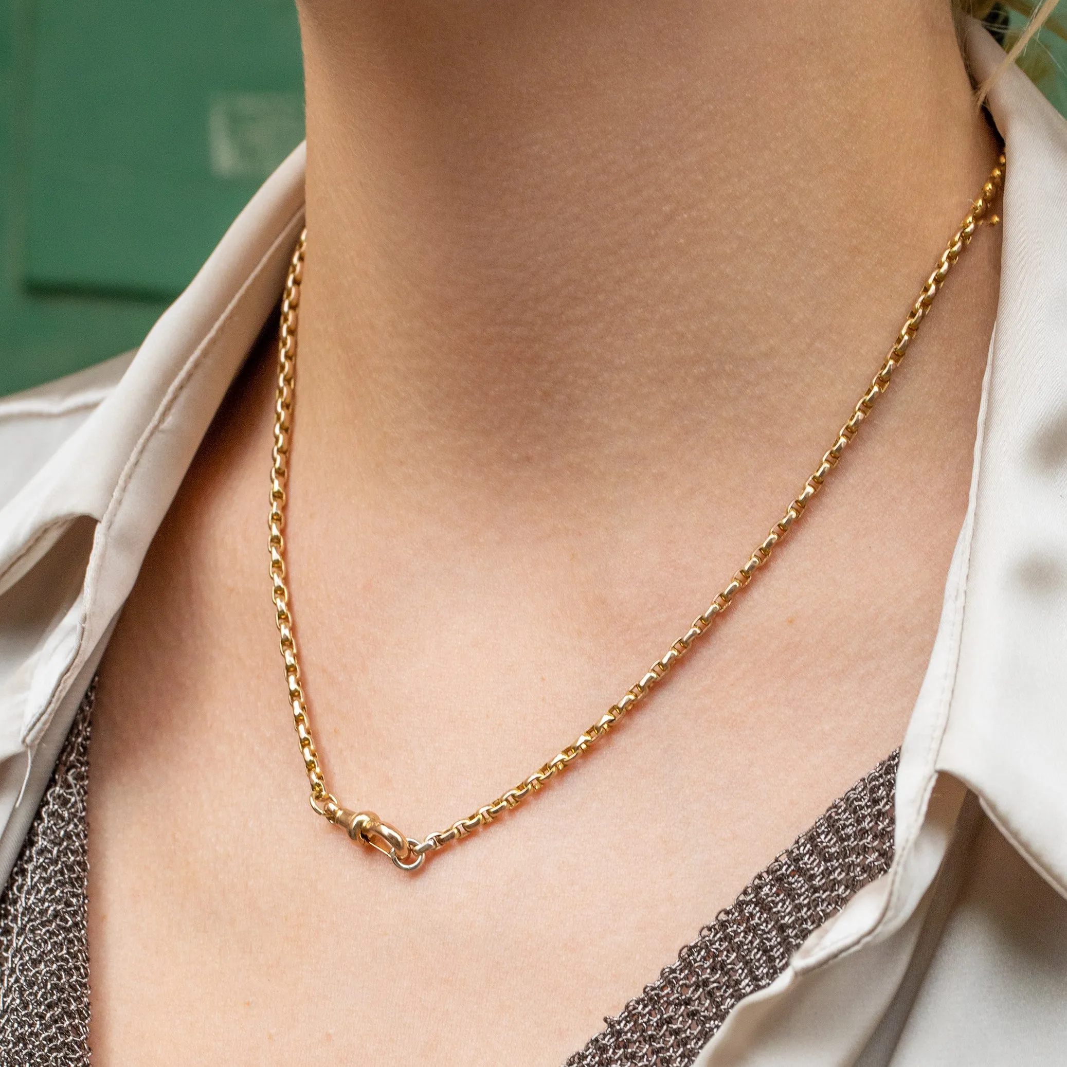 18" Antique 9ct Gold Belcher Chain, with Dog-Clip