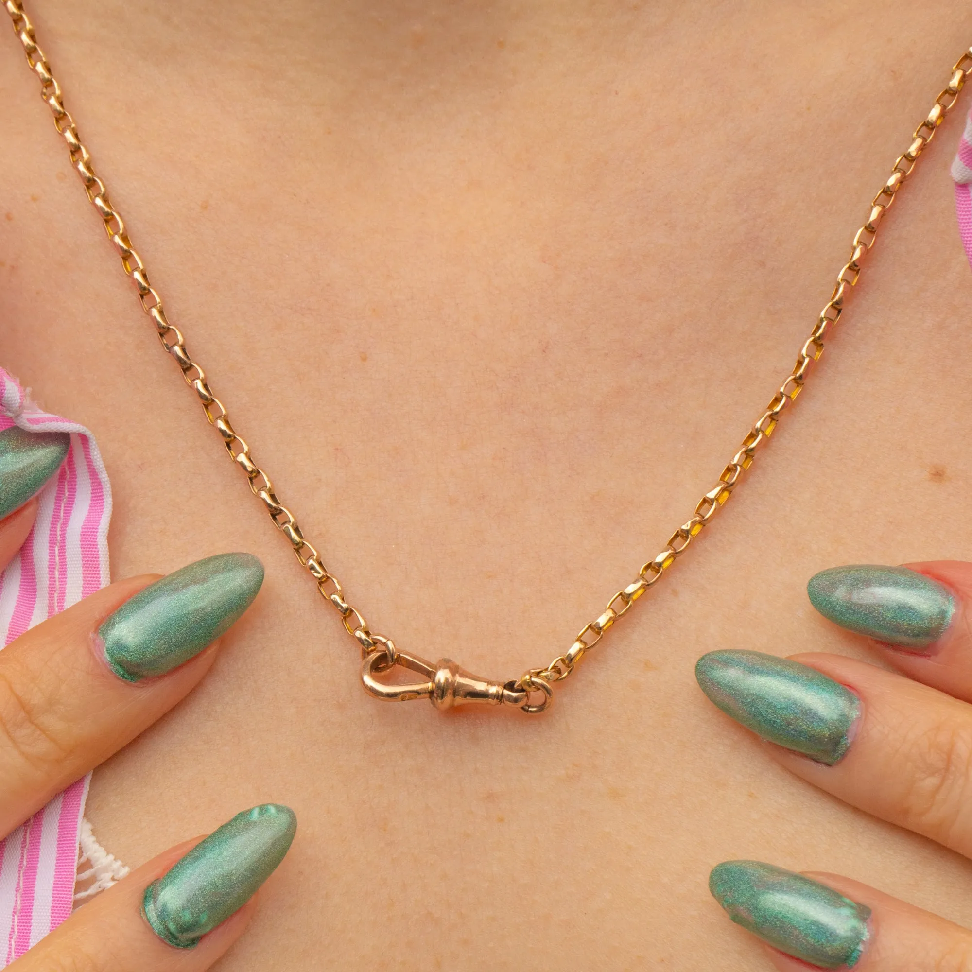 19.5" Antique 9ct Gold Belcher Chain, with Dog-Clip (5.5g)