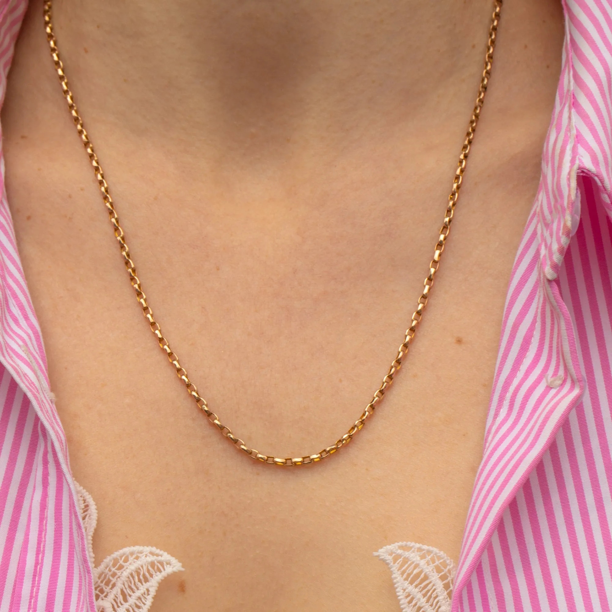 19.5" Antique 9ct Gold Belcher Chain, with Dog-Clip (5.5g)