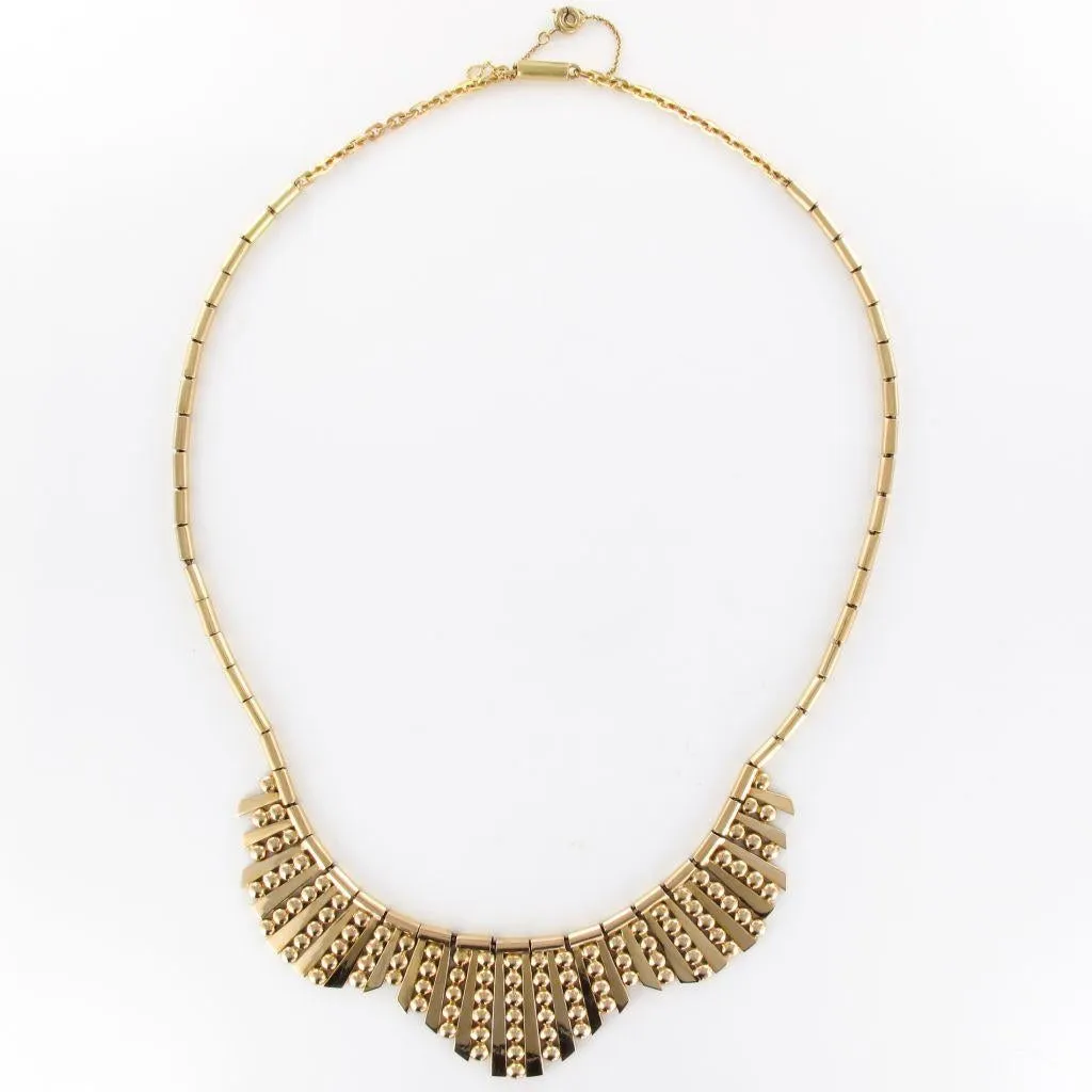 1960s French Gold Necklace with Radiant Motif