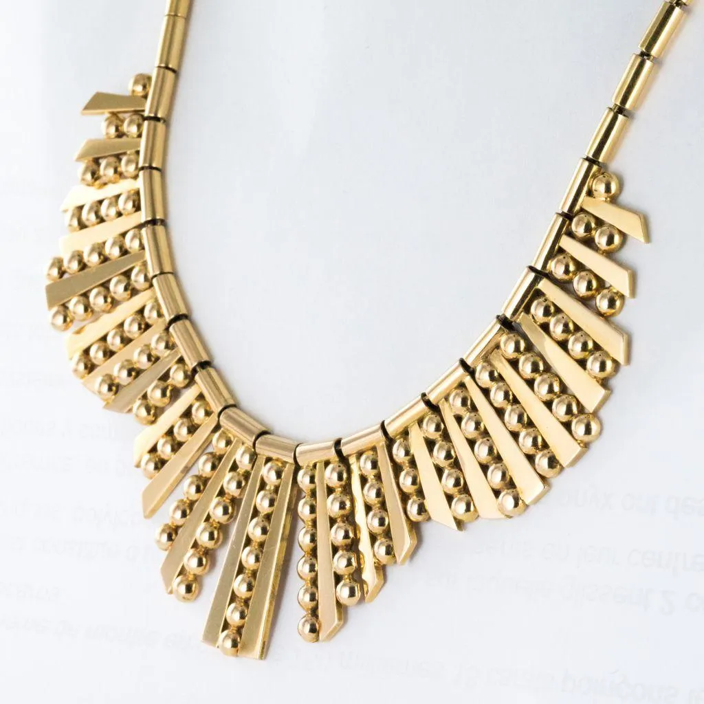 1960s French Gold Necklace with Radiant Motif