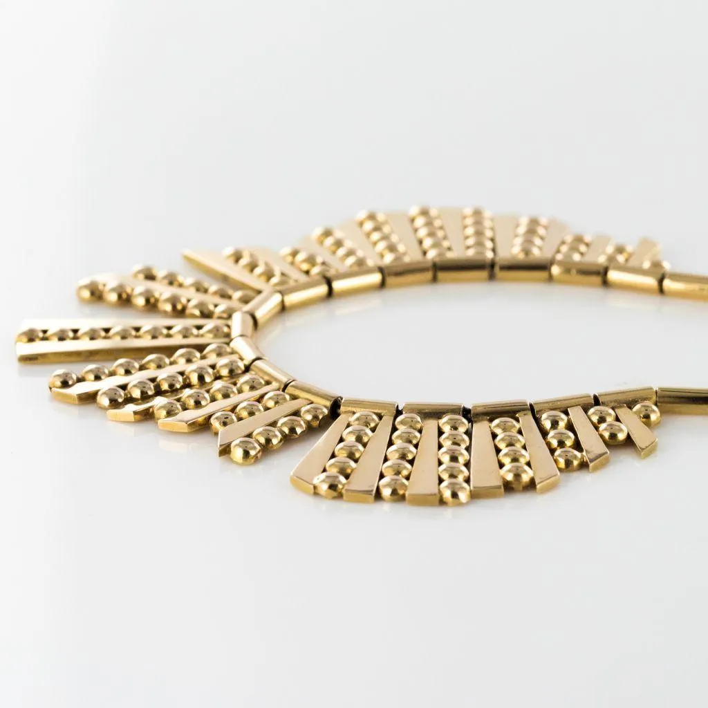 1960s French Gold Necklace with Radiant Motif