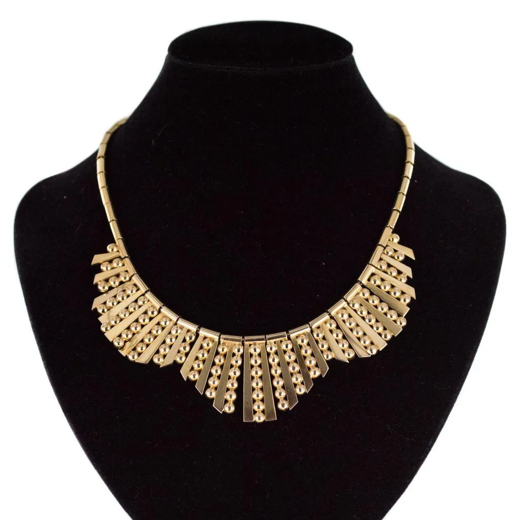 1960s French Gold Necklace with Radiant Motif