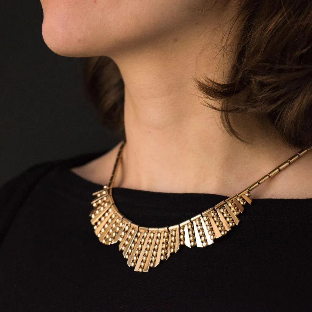 1960s French Gold Necklace with Radiant Motif