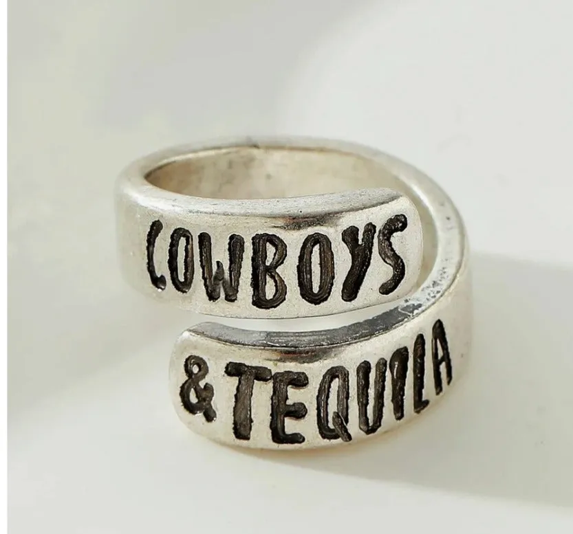 1pc Vintage Engraved Letter Ring for Women Western Style Jewelry