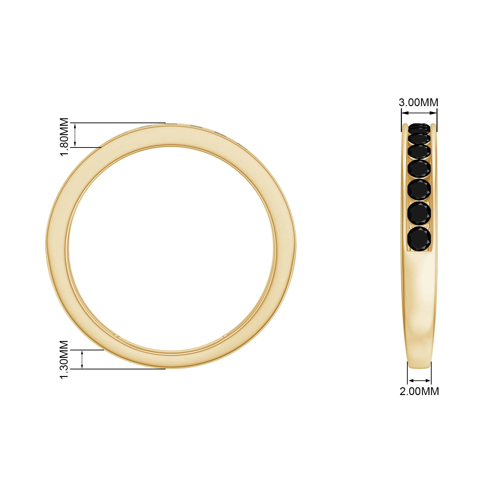 2 MM Black Spinel Eternity Ring in Channel Setting