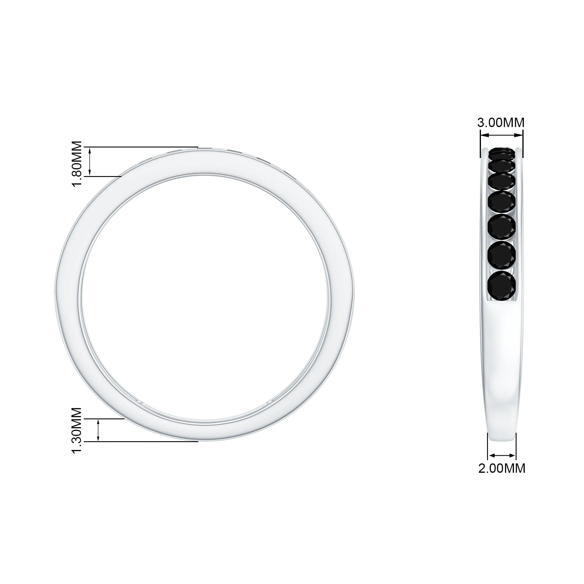 2 MM Black Spinel Eternity Ring in Channel Setting