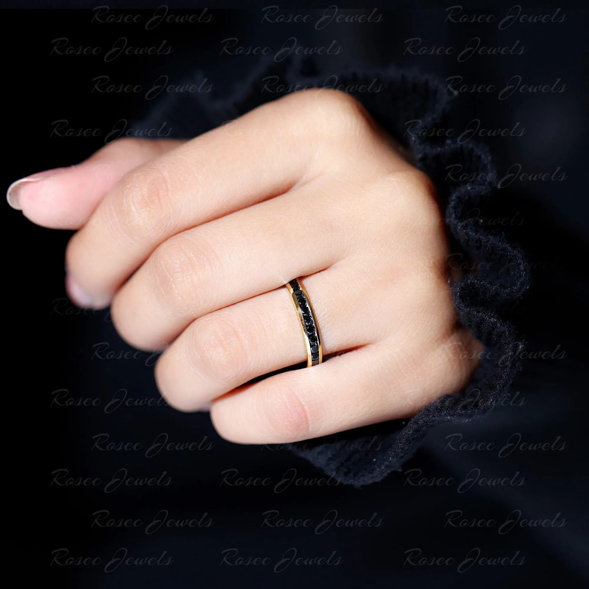 2 MM Black Spinel Eternity Ring in Channel Setting