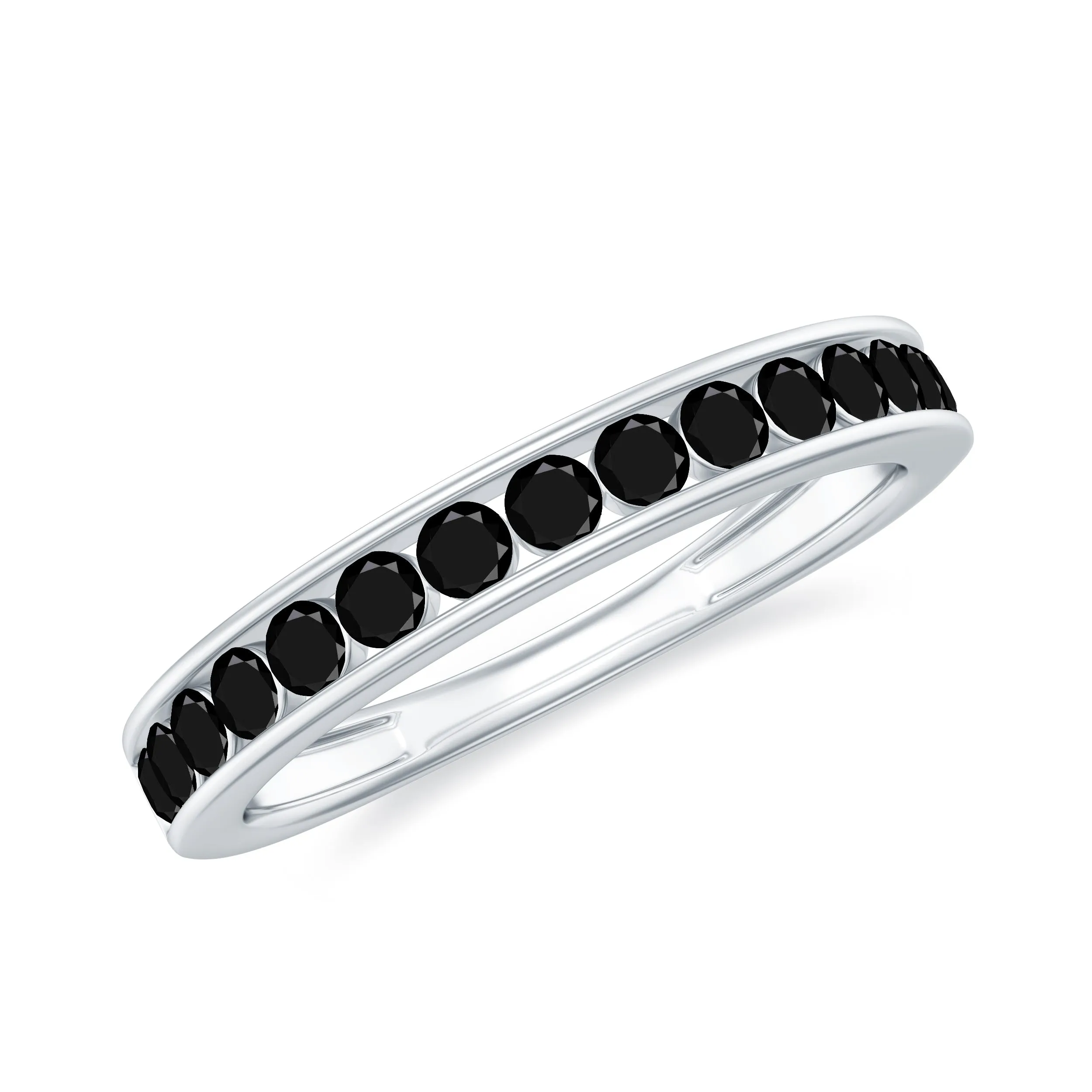 2 MM Black Spinel Eternity Ring in Channel Setting
