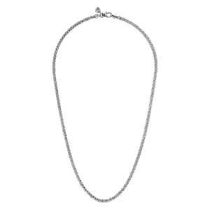 22" 925 Sterling Silver Solid Mens Wheat Chain Necklace
