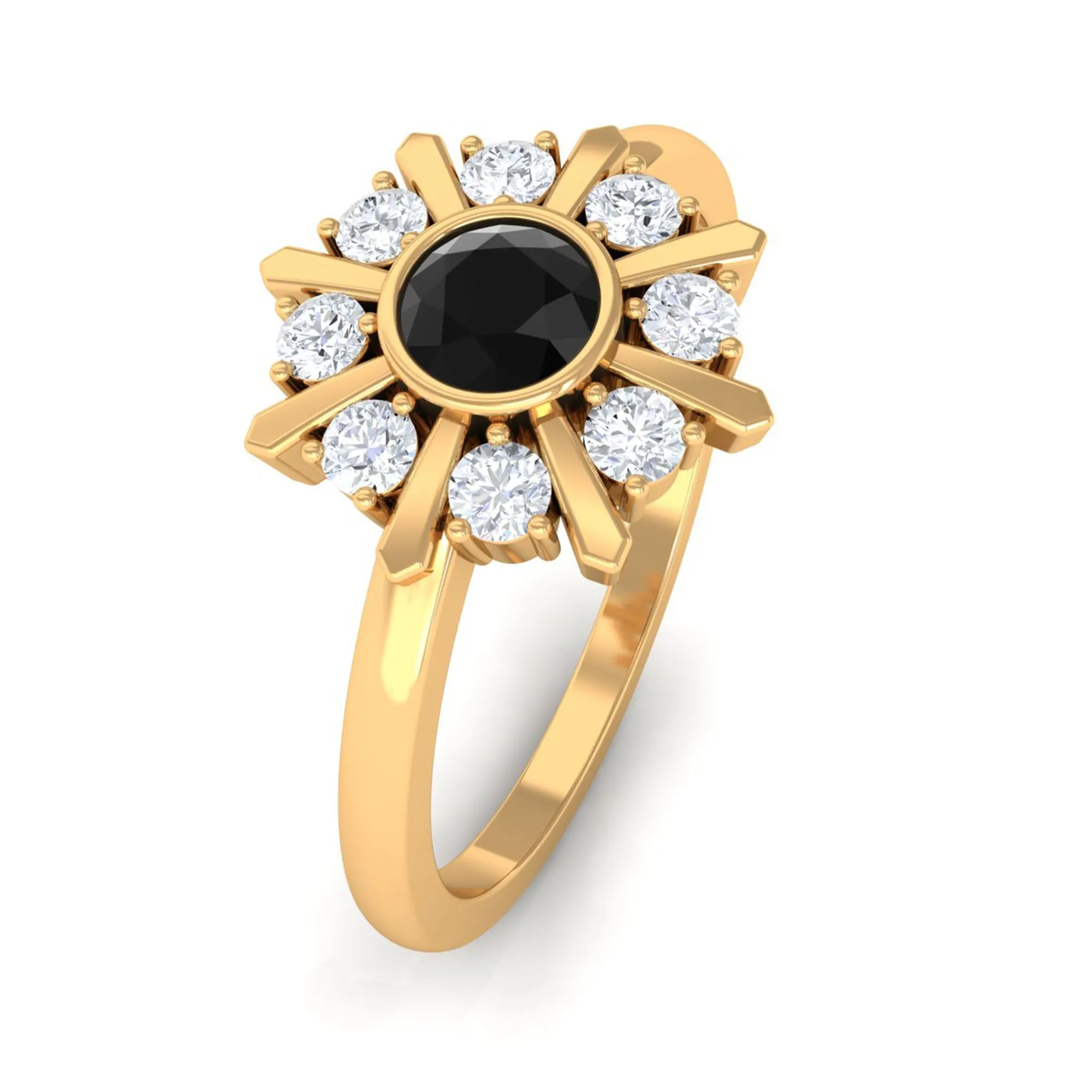 3/4 CT Black Spinel and Diamond Statement Ring