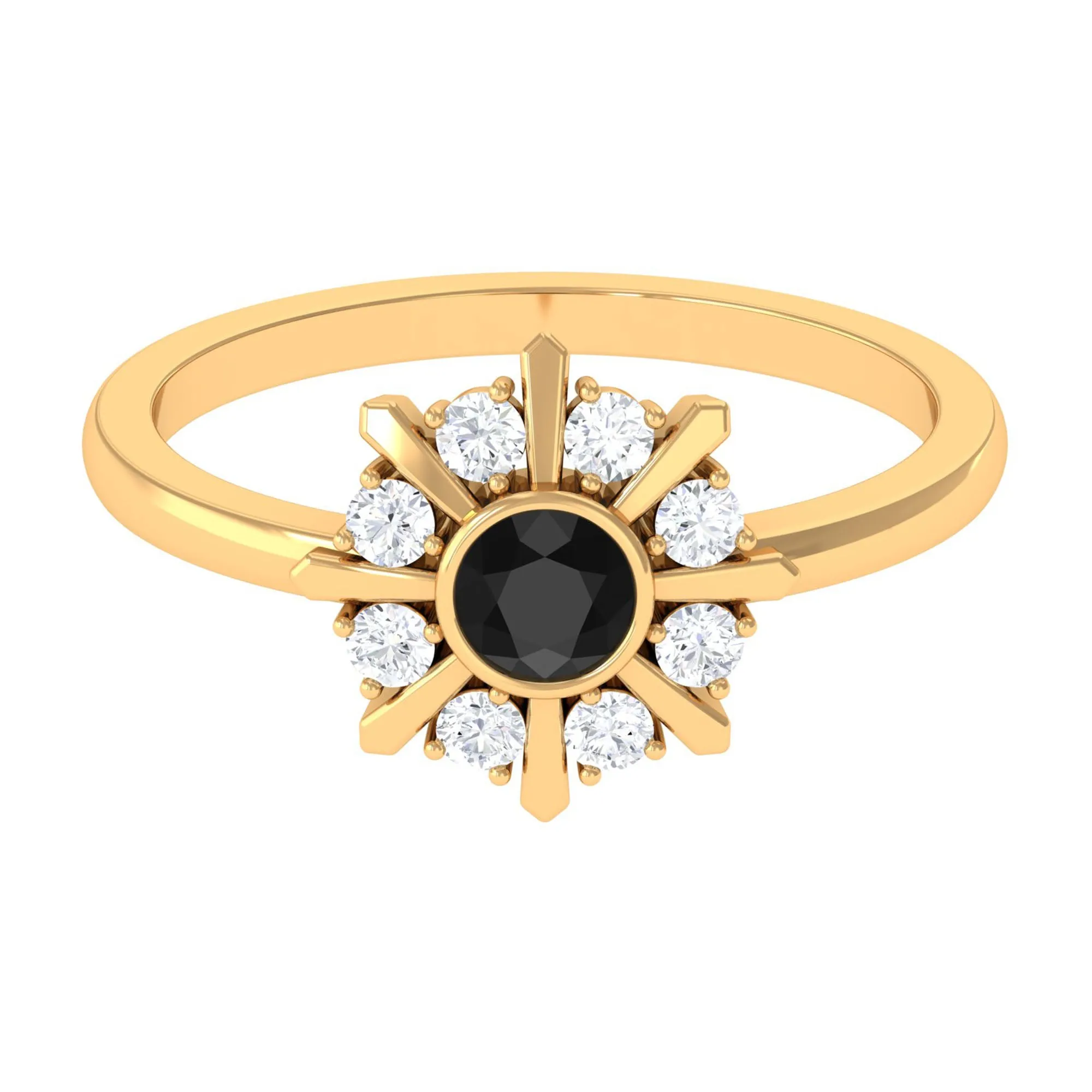 3/4 CT Black Spinel and Diamond Statement Ring