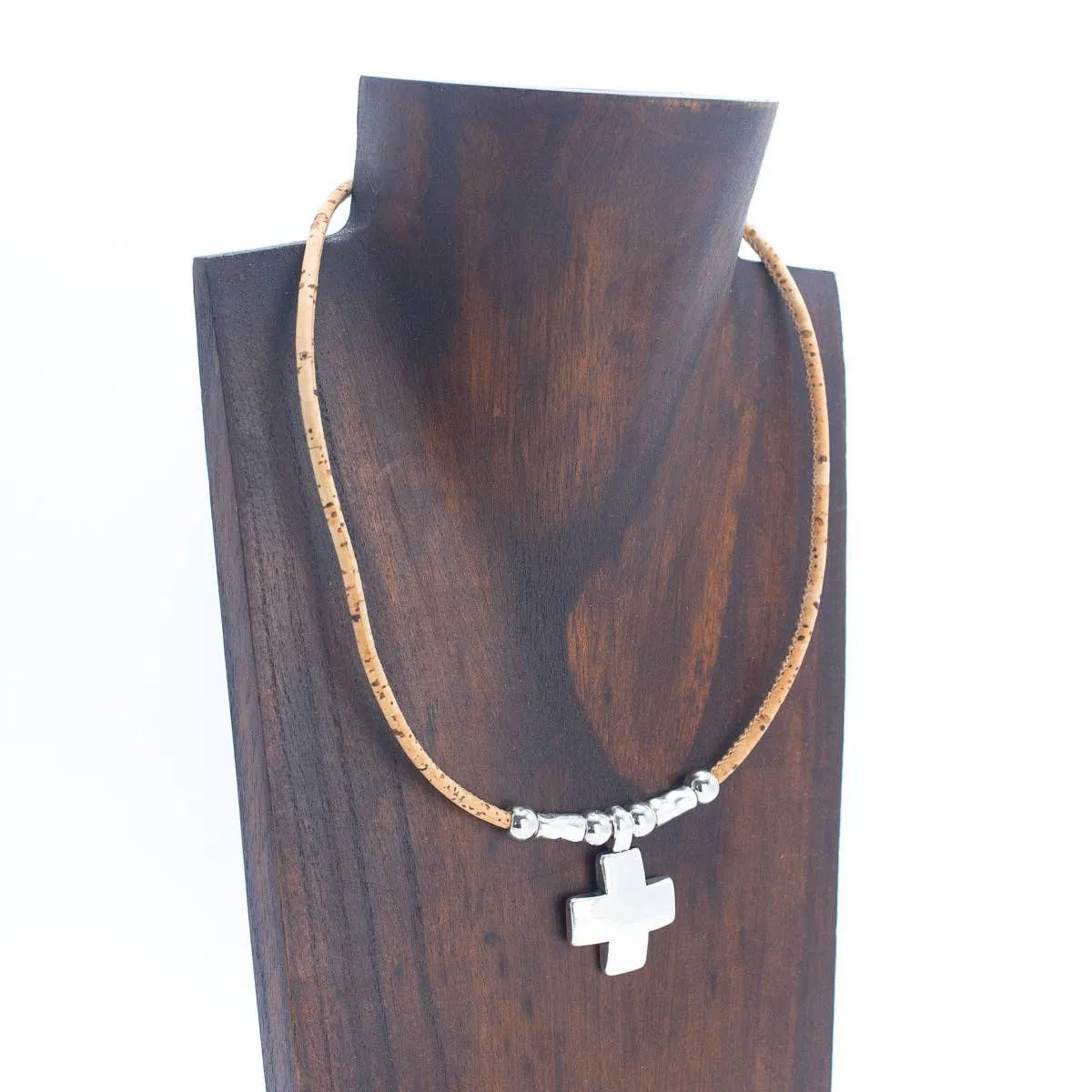 3mm round Natural Cork Handmade necklace  N-004-5