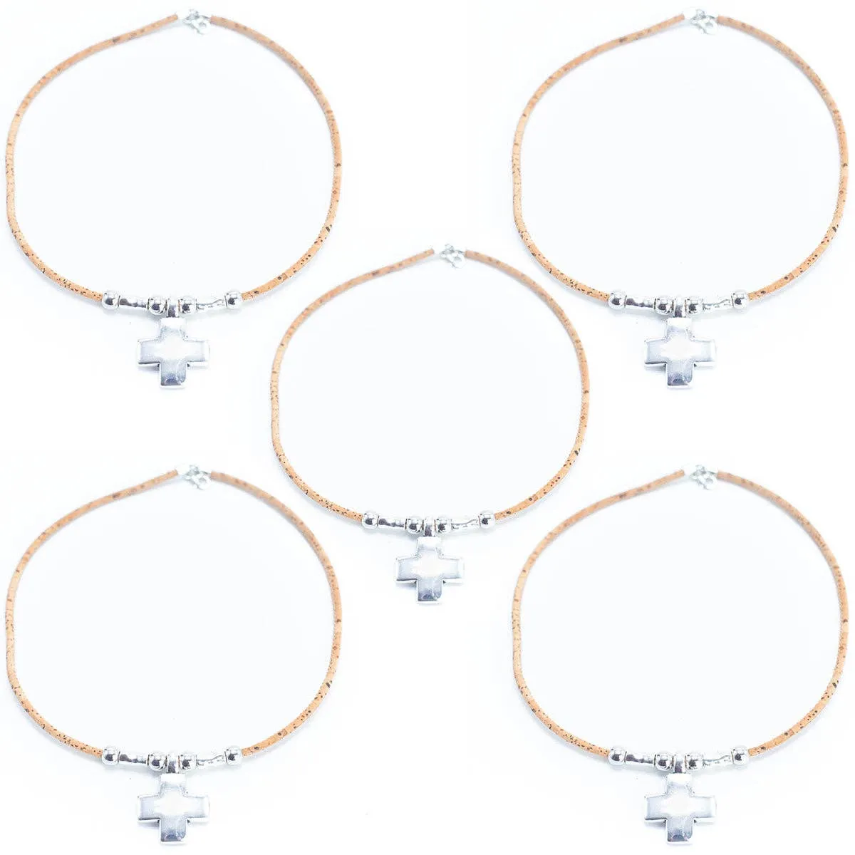 3mm round Natural Cork Handmade necklace  N-004-5