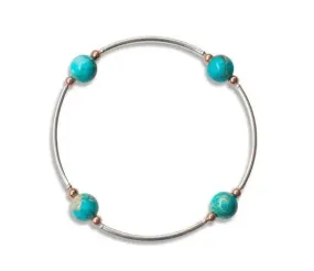 8mm Blue Jasper Blessing Bracelet With Silver Links