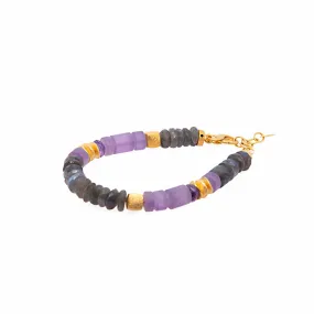 8mm Labradorite & Amethyst 24K Gold Vermeil Bracelet